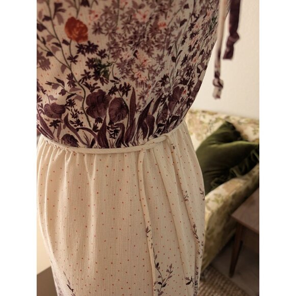 Mara J Jrs. Dress Vintage 70s Women's Cream Floral A Line Mod Size Small - Picture 6 of 10